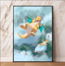 Dragonite PokeArt Canvas Poster Anime wall Ar...