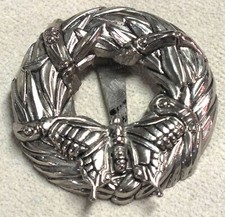 Vintage John Hardy Silver Tone Butterfly Wreath Scarf Hair Clip Brooch Signed