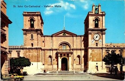Historic St John Co Cathedral Streetview Valletta Malta Chrome WOB Postcard