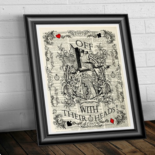 ART Print DICTIONARY ANTIQUE BOOK PAGE Alice in Wonderland VINTAGE RED QUEEN - Picture 2 of 3