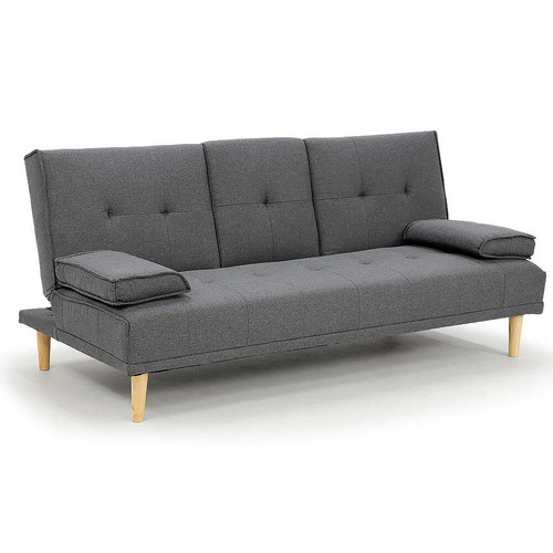 NNEDPE Sarantino Linen Fabric Sofa Bed Lounge Couch Futon - Dark Grey - 第 1/9 張圖片