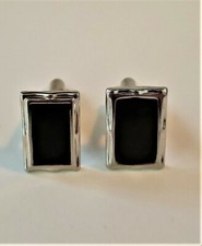 Classic Black Silvertone Cuff links Wedding for Shirt Suit Formal Wear Business