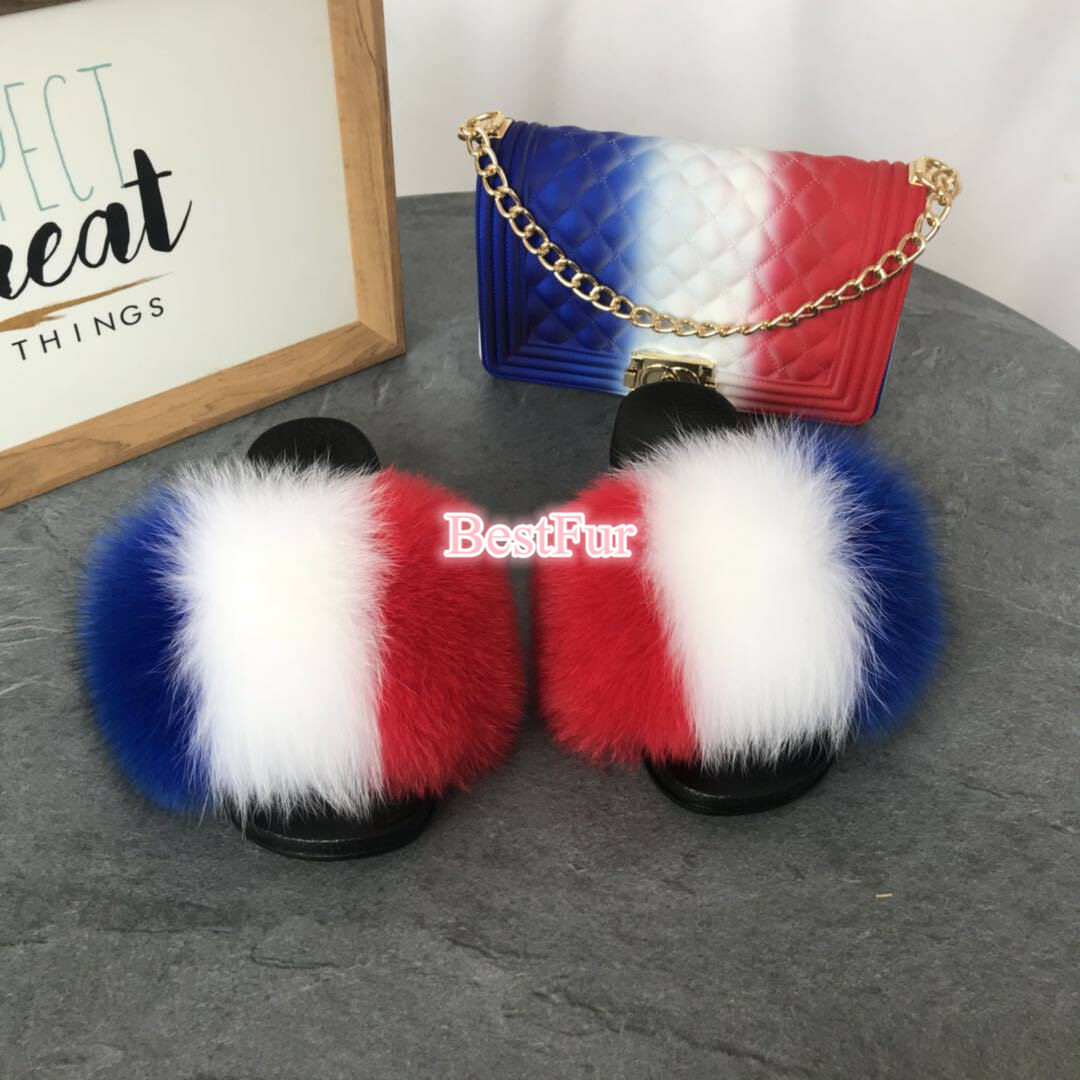 SAOLA Ciabatte ciabatte donna ciabatte sandali estivi Max Large XXL vera pelliccia di volpe