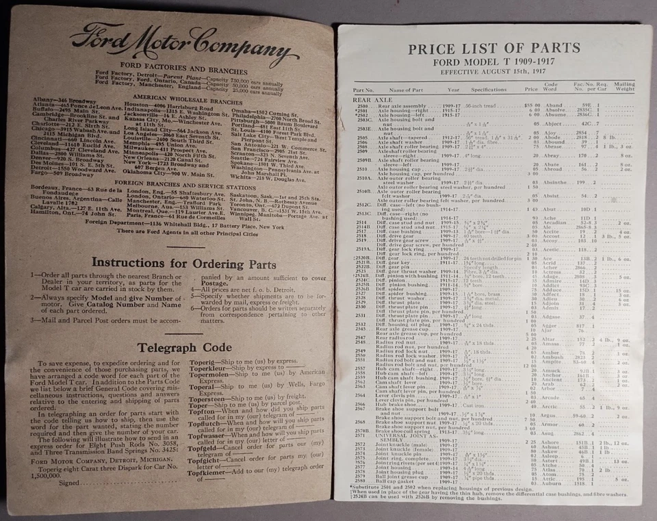 1917 Ford Motor Co. Model T Parts & Accessories Pricelist Price List B2-90 - Imagem 3 de 4