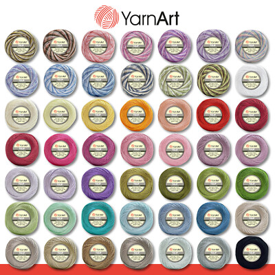 YarnArt 6 x 50 g Tulip Häkelgarn Filetgarn Mikrofaser glänzend seidig 49 Farben
