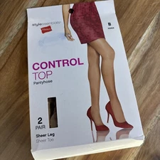 Hanes Styleessentials 2 Pair Control Top Pantyhose B Nude Sheer Leg Sheer Toe