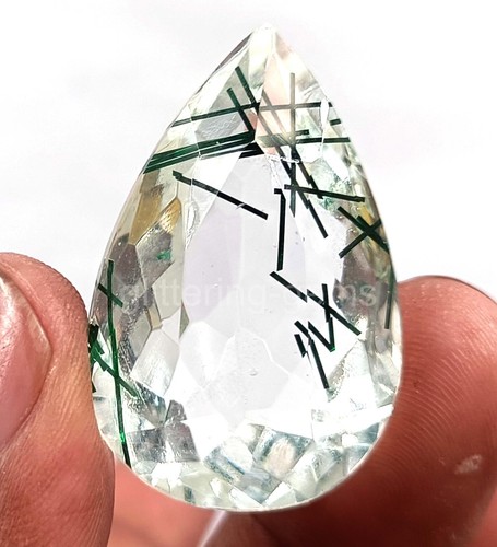 Pear Cut 164.35 Ct Green Rutilated Quartz Certified Transparent Loose Gems 5AIZ - Picture 6 of 6