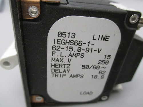 Disyuntor Airpax Sensata IEGHS66-1-62-15.0-91-V usado - Imagen 5 de 5