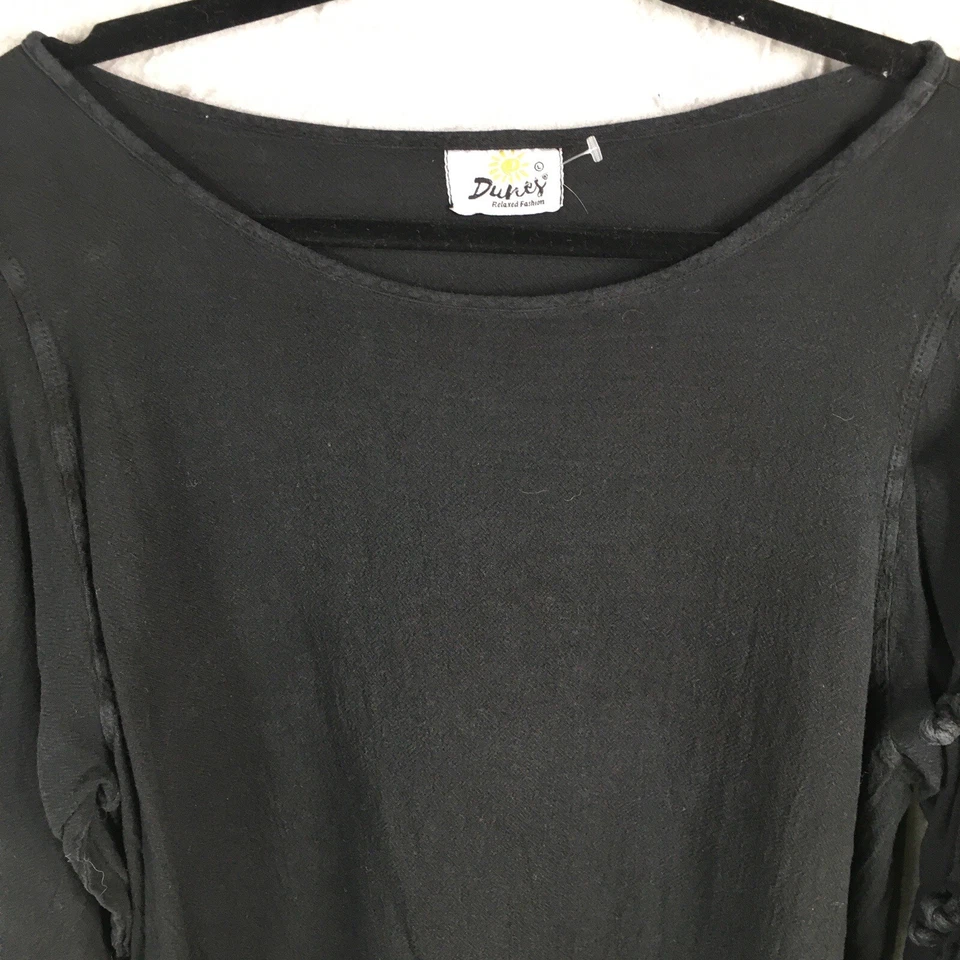 Top Dunas Mujer Grande Negro Lagenlook Gasa Playa 100% Algodón Manga Abierta Foto 4 de 4