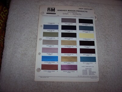 1969 CADILLAC EXTERIOR R-M PAINT CHIP COLOR CHART #301 | eBay
