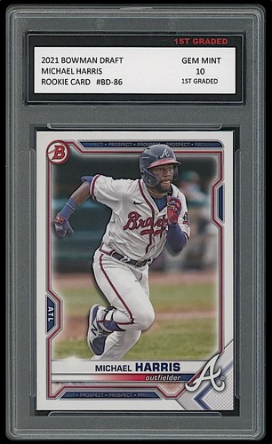 MICHAEL HARRIS 2021 BOWMAN DRAFT Topps 1ST GRADED 10 ROOKIE CARD BD 86 