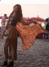 Spell Gypsy Collective Designs Wild Ones Amber Leopard Print Duster Kimono O/s