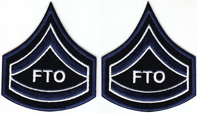 FTO Chevron patches NAVY BLUE with WHITE EDGE ON DARK NAVY FELT 1 pair