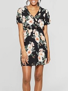 short sleeve ruffle wrap dress
