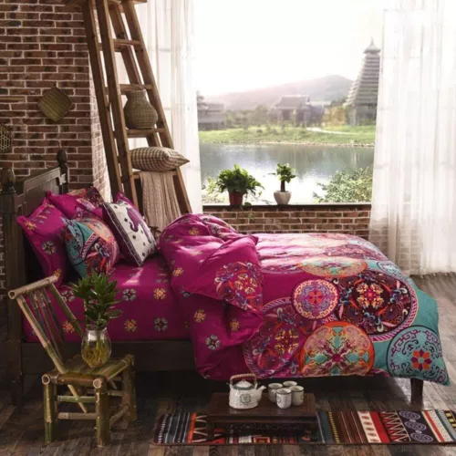 Shatex Boho Comforter Sets Soft Floral Bedding Sets with Pillow Shams T/Q/K Size - Picture 10 of 21