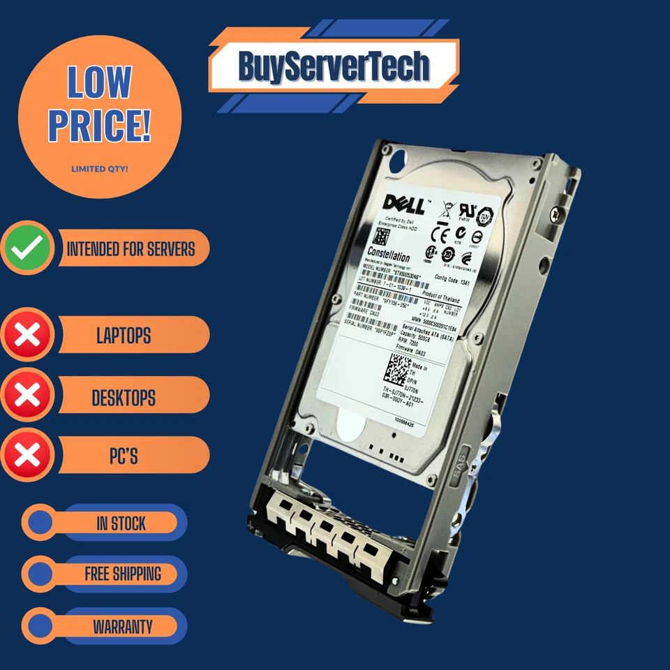 Dell J770N 500GB 7200RPM SATA 3Gbps 2.5" HDD | w/ Caddy | 0Hours 0J770N - Image 2 of 4