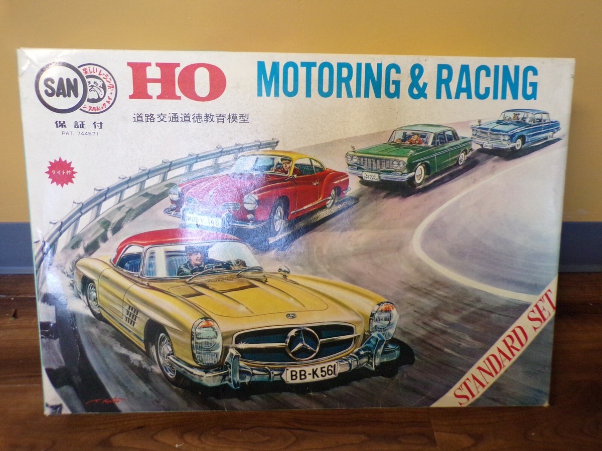 Vintage 1960's Marusan Japan HO scale Slot Car Set MIB Nichimo