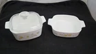 Vintage Corning A-1-B & A-1 1/2-B Floral Bouquet 1 & 1 1/2 Quart w/ Pyrex lid