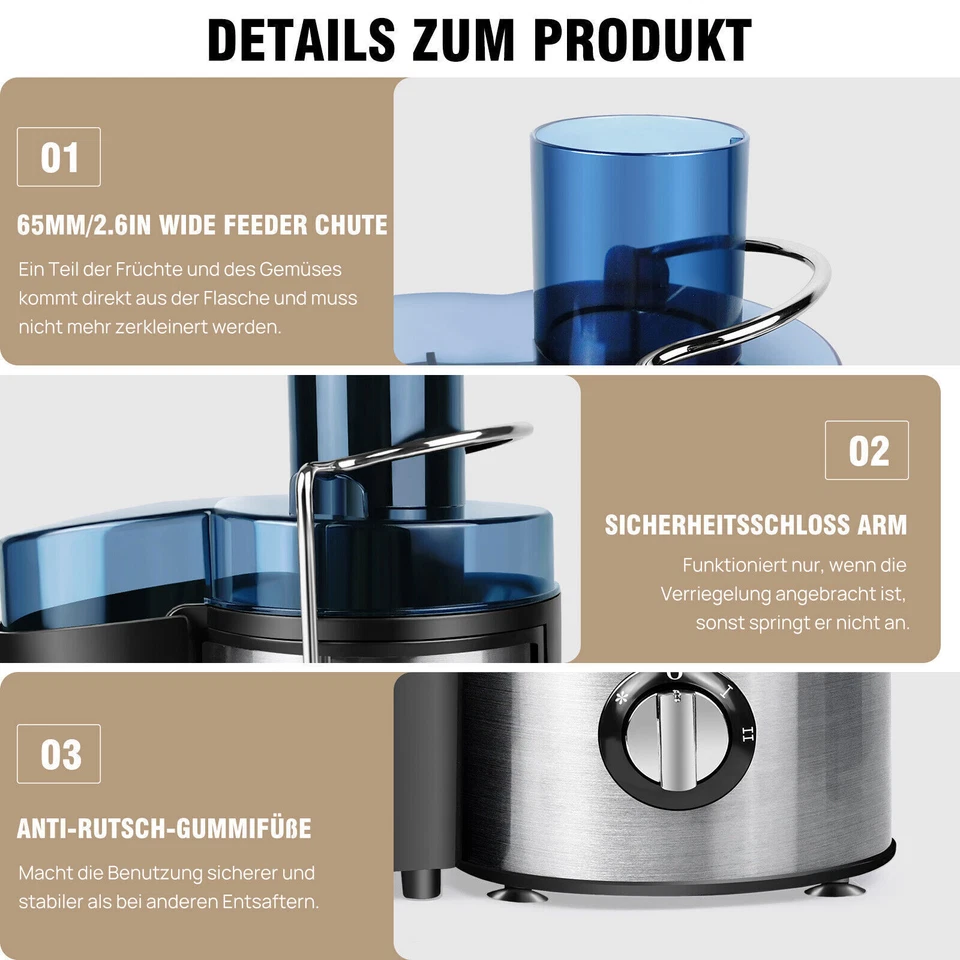 Entsafter Maschine Saftmixer Profi-Entsafter Zitronenpresse Obst Fruchtpresse - Bild 4 von 4