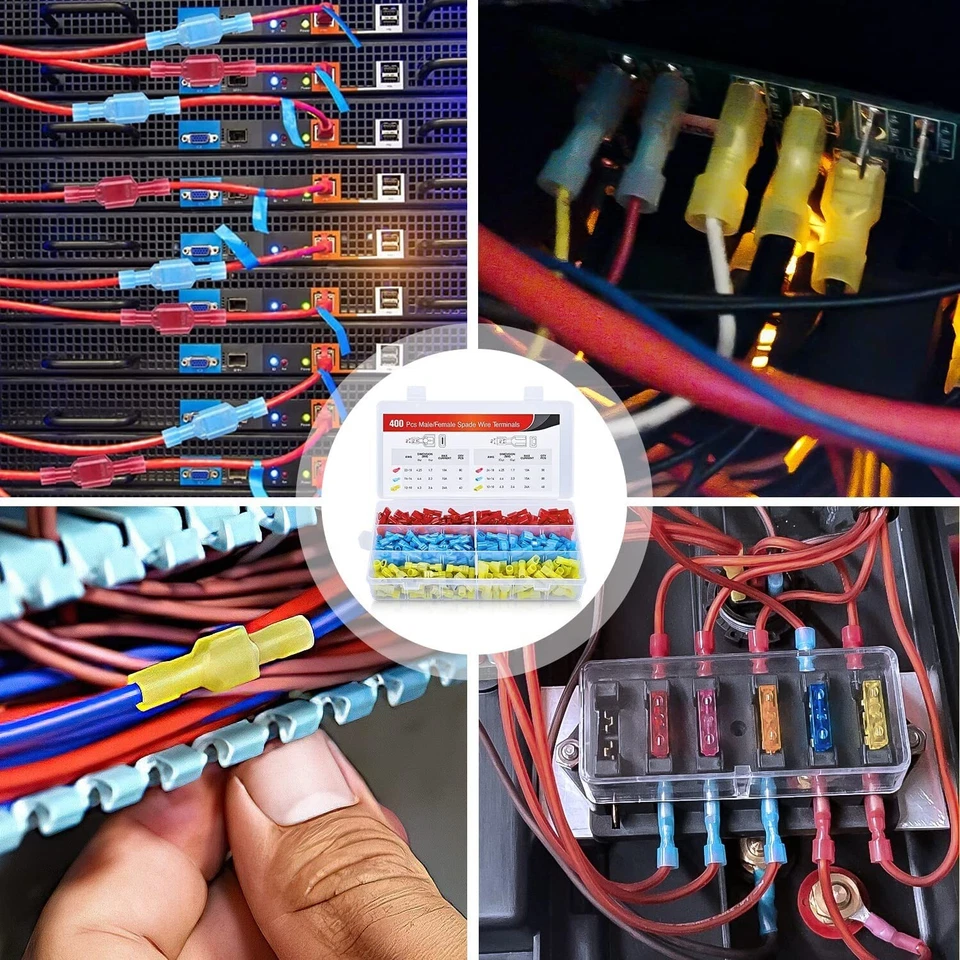 Nilight Spade Terminals 400 Pcs Nylon Quick Disconnect Terminals Male and Female - Image 3 of 4
