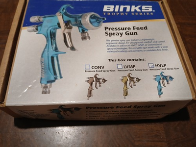 #ad NEW BINKS HVLP GUN TROPHY SERIES NIB PRESSURE FEED BLUE $525.00