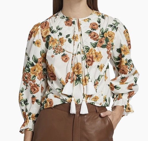 Blusa Top Mille Resort & Travel Talla S 100% Algodón Guilia Rosa Antigua Floral - Imagen 3 de 13
