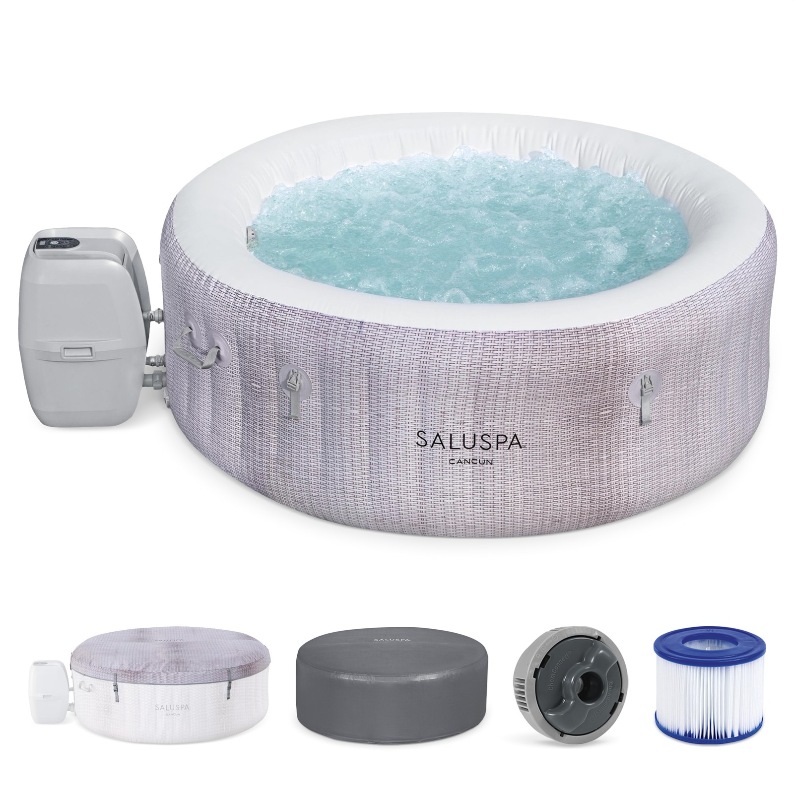 Bestway SaluSpa AirJet Inflatable Hot Tub with EnergySense Cover,Grey(For Parts)