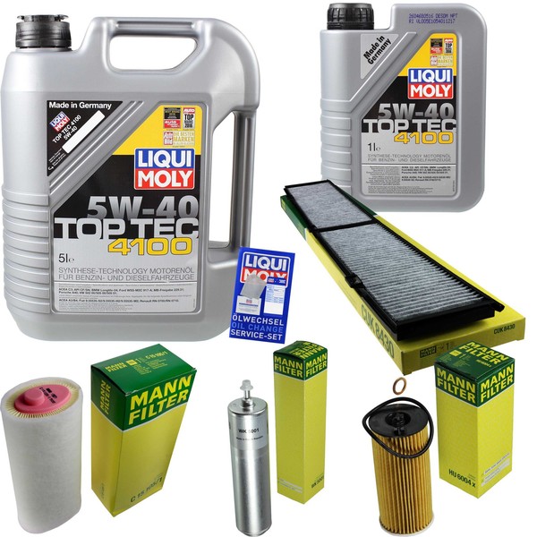 Mann Inspektionspaket 6L Liqui Moly Top Tec 4100 5W-40 FüR BMW 3Er Touring E91-image