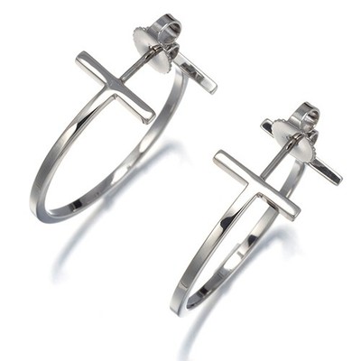 Auth Tiffany&Co. Earrings Tiffany T Wire Hoop Medium 18K 750 White