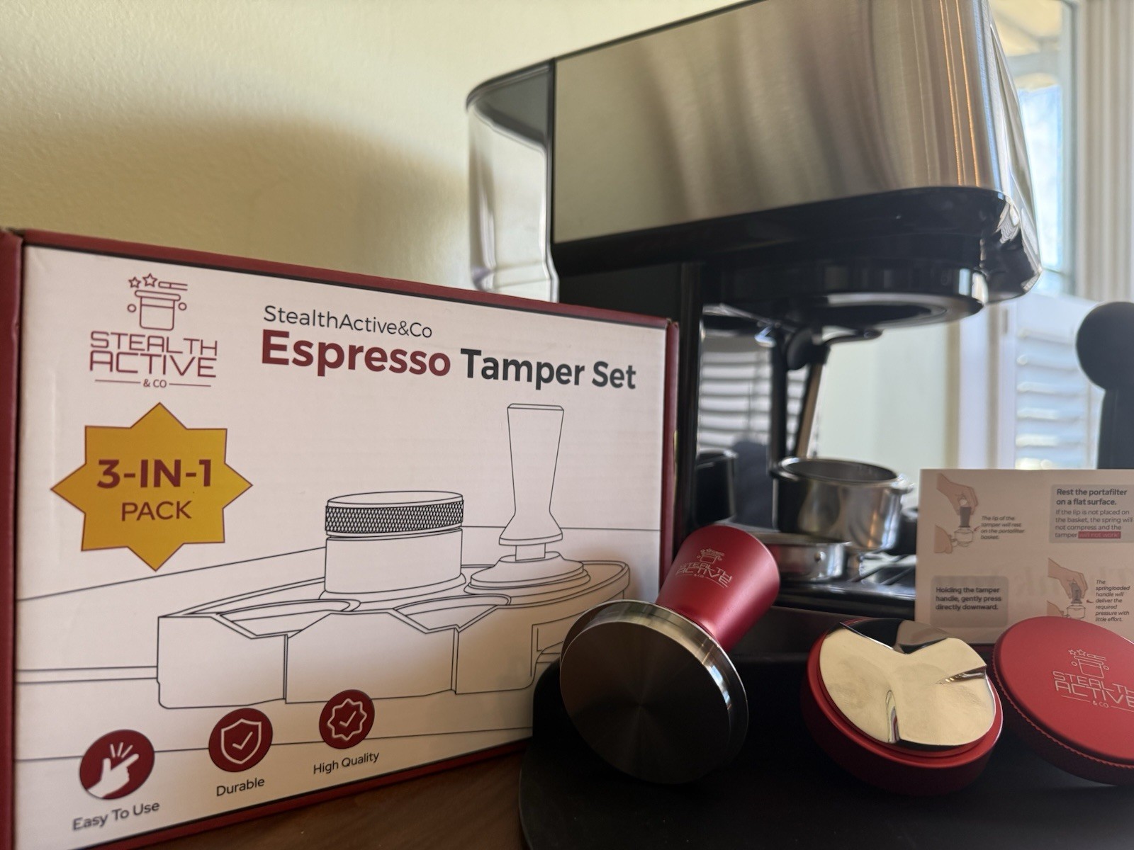 CraftBrew Espresso Machine by Craftsman +Tamper Set by Stealth Active, NEW!