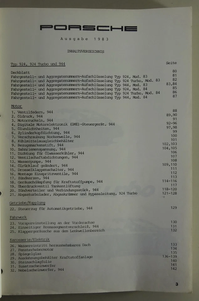 Manual De Taller Porsche 911, 944, 924, 928 Informe De Calidad De Servicio 1983 - Imagen 4 de 4