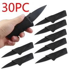 30PCS Folding Steel Credit Card Tool Black Blade Pocket Micro Knife USA Stock
