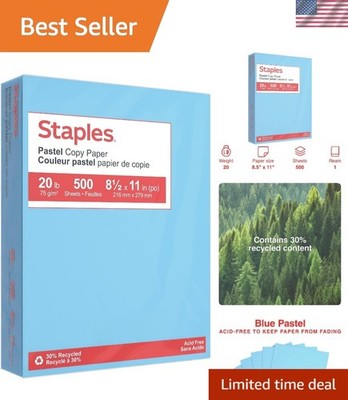 High-Quality Acid-Free Blue Copy Paper, 500 Sheets, Smooth Finish & Recycled