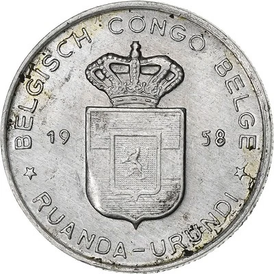 Congo belge, RUANDA-URUNDI, Franc, 1958, Aluminium, TB+, KM:4 - Photo 1/2