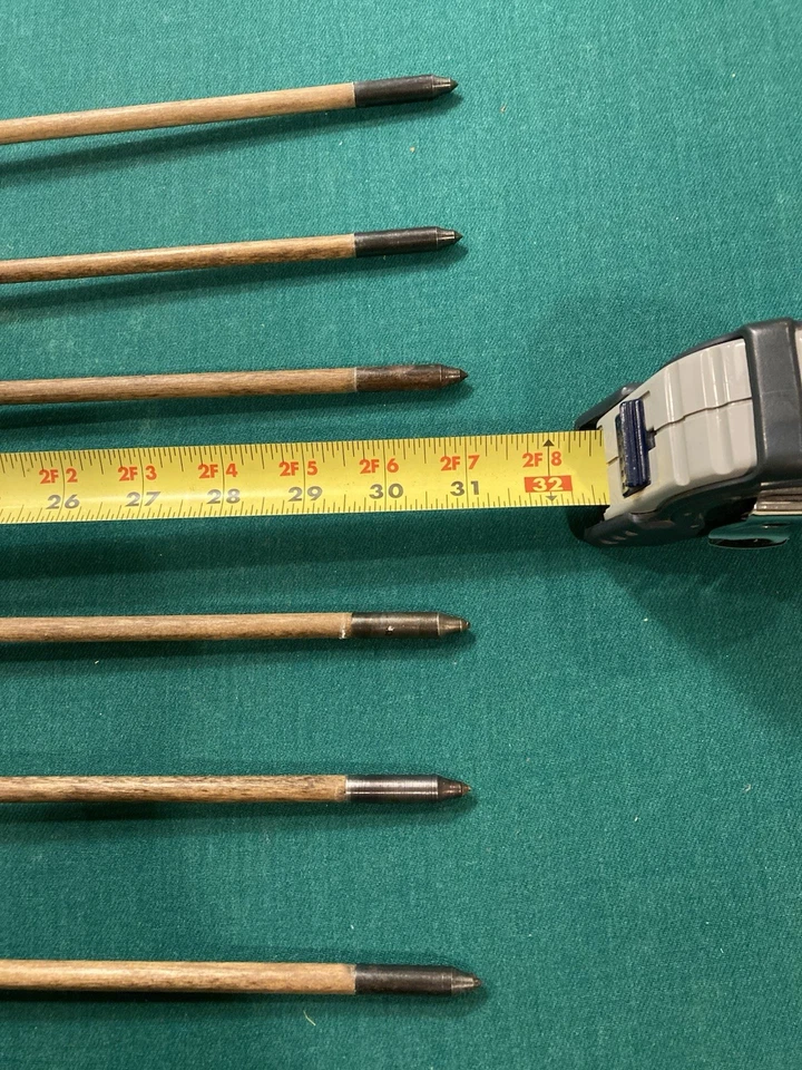 Six Used 5/16 wood / Wooden field arrows for bows 40 to 45 # - Image 4 of 4