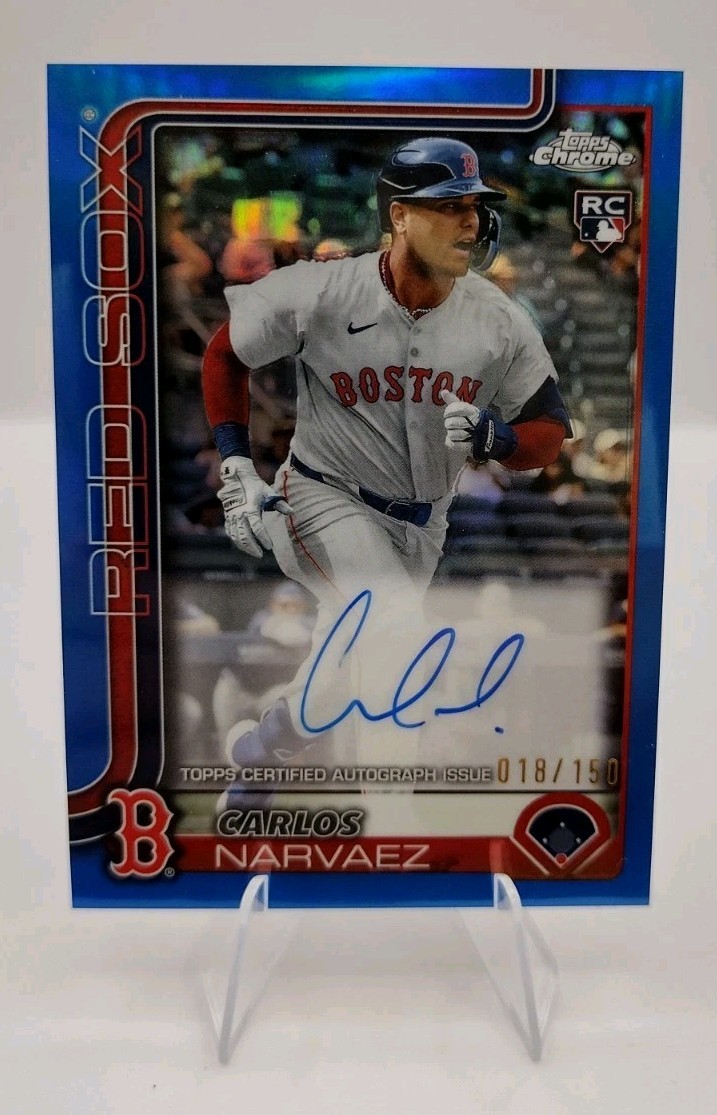 2025 Topps Chrome #RA-CN Carlos Narvaez RC Blue Rookie Refractor Auto /150