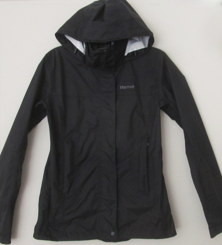 Marmot Windbreaker Hooded Zip-Front Black Logo Nylon Lightweight Jacket Size XS