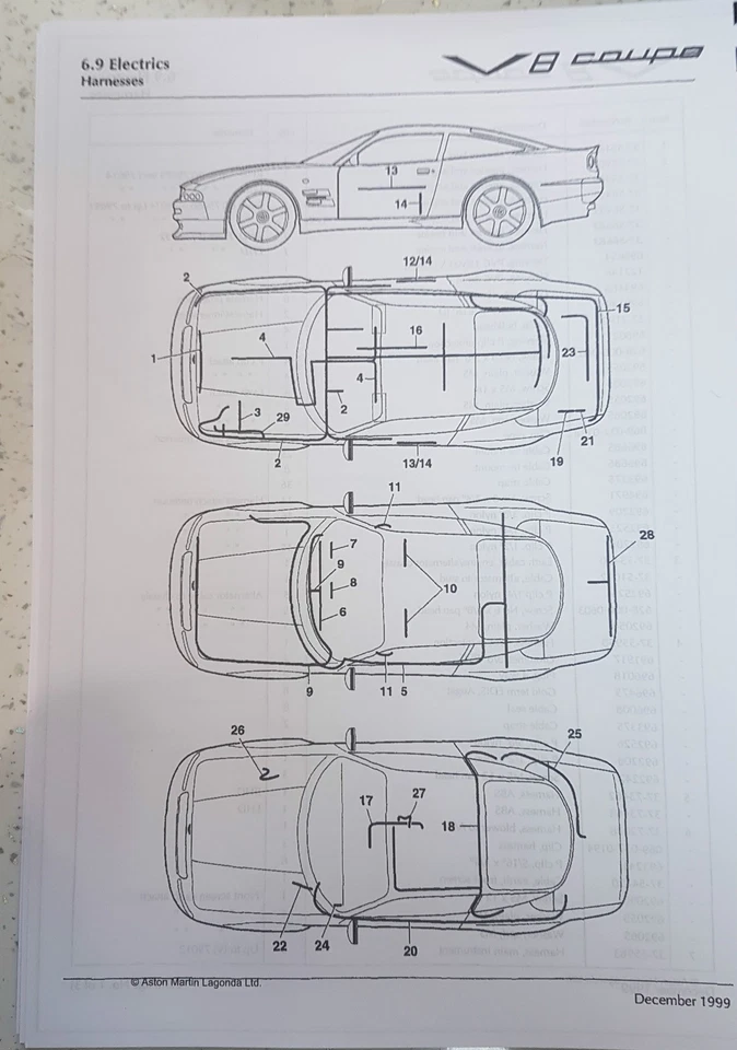 ASTON MARTIN V8 COUPE 1996-2000 PARTS MANUAL REPRINTED A4 COMB BOUND 280 PAGES - Image 3 of 3