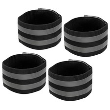 Reflective Bands for Arm Wrist Ankle Leg 11x2 Inch Strip Black 4 Pack