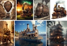 Steampunk Train Poster. Digital Poster. A4 Printable.
