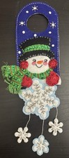 Completed Bucilla Felt  Snowman Snowflake  Christmas Door Hanger NEW 