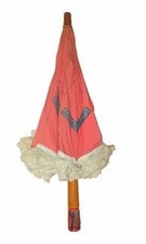 Ancienne ombrelle/parapluie de poupée ou d'enfant – Bois & tissu – Années 1950