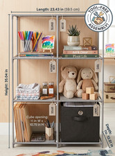 6-Cube Storage Rack Modular Organizer Unit Shelving - Gray - NEW - Easy Assembly