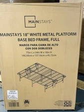 Mainstays Full Metal Platform Bed Frame White 18” High
