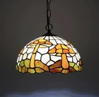 Vintage Mushroom Stained Glass Pendant Light Tiffany Style Ceiling Lamp Fixture