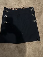 1990s Dolce & Gabbana Black A-Line Mini Skirt Virgin Wool Twill Lined Buckle L