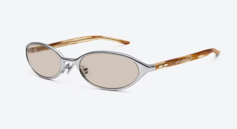 Gafas de sol suaves Monster Moody 02 plateadas/marrones con estuche nuevas