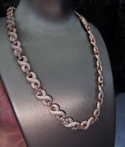 Authentic 22 Inch Rose Gold Plated .925 Sterling Silver VVS Moissanite Infinity Link Chain