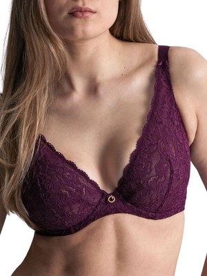 34E Aubade Rosessence Bra Comfort Triangle Plunge Underwire Bras Luxury Lingerie