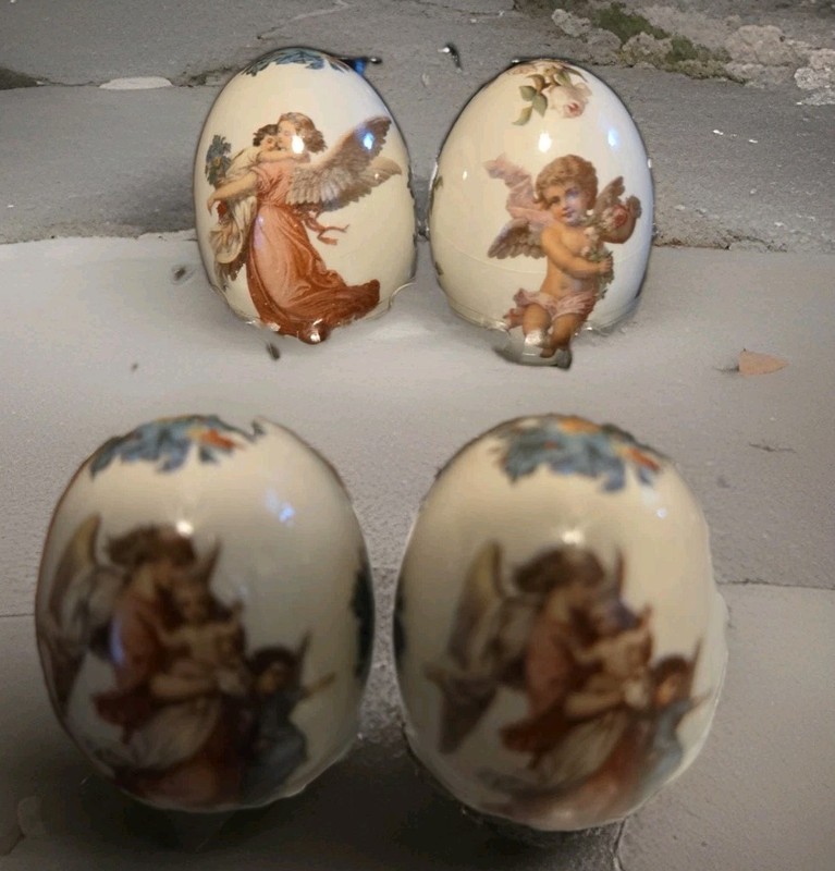 "THE EGG LADY" - Porcelain Angels Eggs Set Of 4